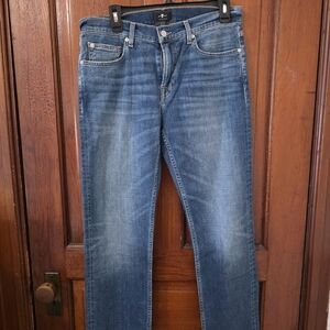 7 For All Mankind Men's Skinny Jeans in Faded Blue Wash